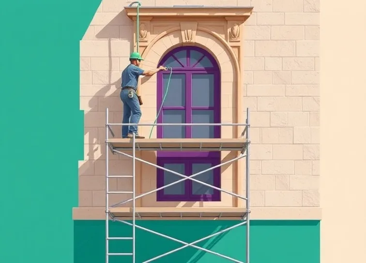 Ravalement de façade en pierre, nettoyage et application d'enduit